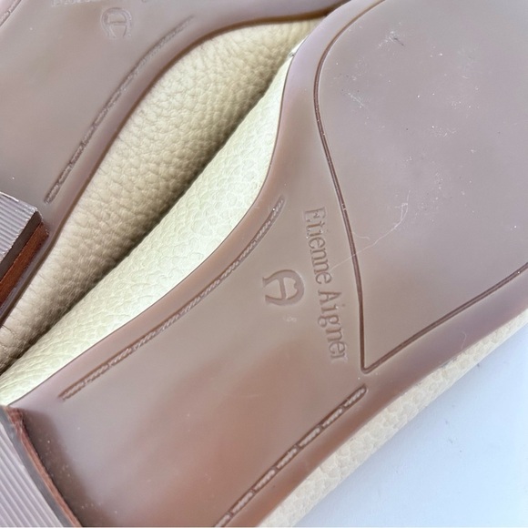 ETIENNE AIGNER Womens Tan Pebbled Leather Round Toe Loafers Size 8.5 NWOB - Picture 10 of 11